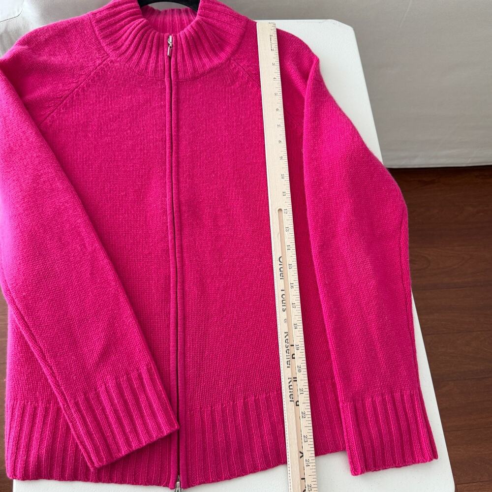 Lord & Taylor Cashmere Cardigan Sweater Large Pink Zip Front Luxury Loud Money - Picture 8 of 8